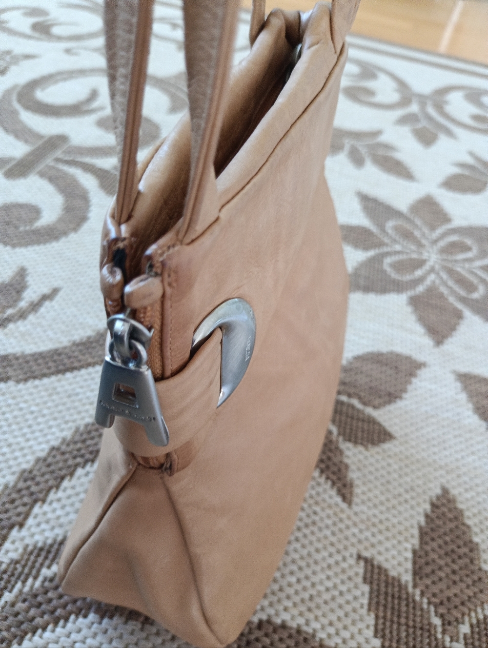 Renato Angi Made In Italy Leather Shoulder Bag Asymmetrical Unique Cream - Picture 10 of 16